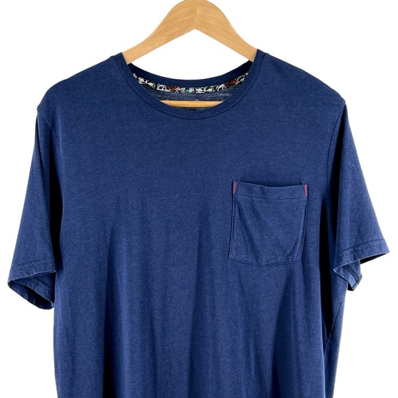 Robert Graham Myles Crew Tee Shirt Medium Modal Cotton Navy Short Sleeve Pocket - Picture 4 of 14